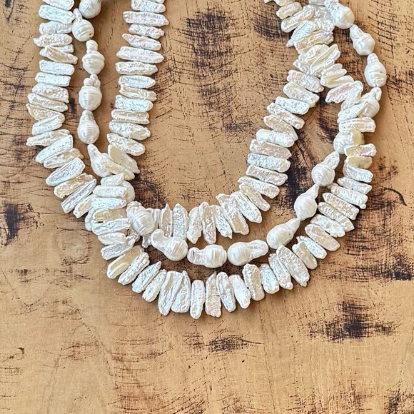 Chunky VTG White Baroque & Biwa Freshwater Pearl Multi-Strand Necklace (150g) - Picture 4 of 9